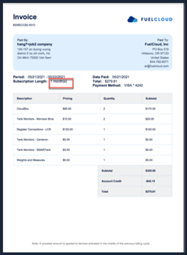 New Invoice format showing improved readability